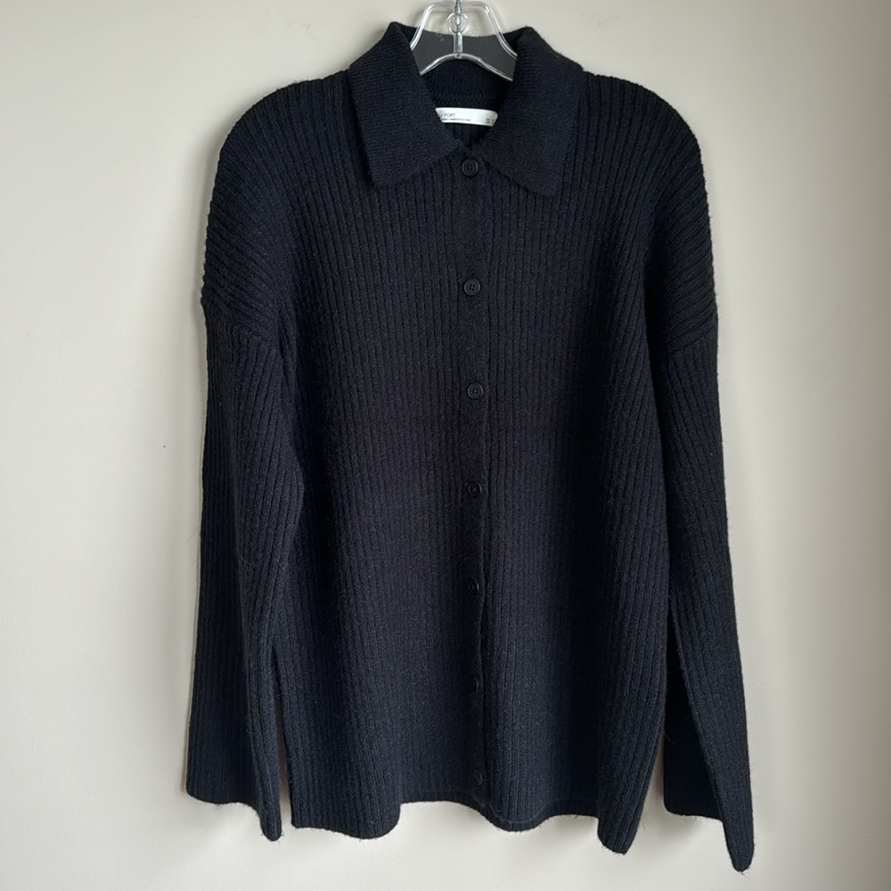 OAK + FORT Beige Ribbed Button-Up Cardigan - Picture 10 of 12